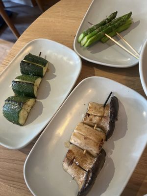 3 vegan kushiyaki   at Kinjo  in Cobham