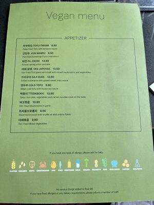 Vegan starters  at Cahchi Korean BBQ Restaurant in New Malden