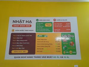 Menu on the wall in Vietnamese only at CHAY GIA ĐÌNH NHẬT HẠ in Ho Chi Minh City