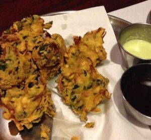 Spinach pakora appetizer at Tower Restaurant in Morrisville