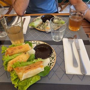 Spring roll + vegetable Nem at Bwa Delice in Saint Denis