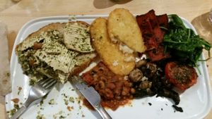 accidentally ate half of it before taking the picture bc it's too delious. The Big V breakfast. at The Keykeeper's Pie Shop in Balaclava