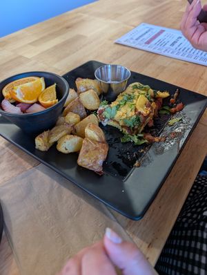 Road Dog vegan chili omelette. at Goat Head in Salt Lake City