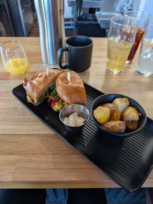 Laura Jane Grace breakfast sandwich. at Goat Head in Salt Lake City