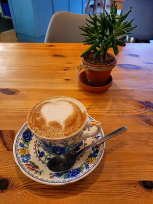 Oat Flat White. at Bae Borth Deli Bar in Porthmadog