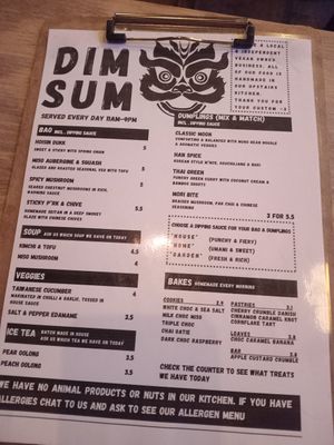 Menue at Pink Moon  in Brighton