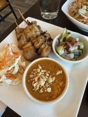 Satay from tofu skin - yum  at Basil Vegan Thai & Sushi in Las Vegas