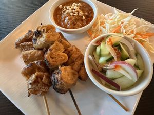 Satay (yuba) w peanut sauce   at Basil Vegan Thai & Sushi in Las Vegas