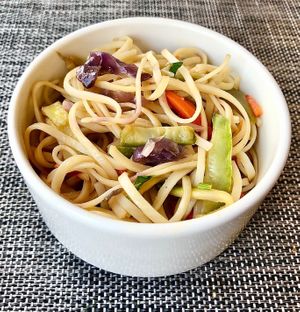 Vegetable noodles  at Aura Restaurant in Dubai
