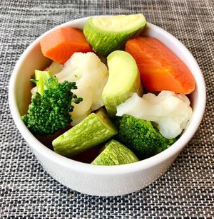 Steams mixed vegetables  at Aura Restaurant in Dubai