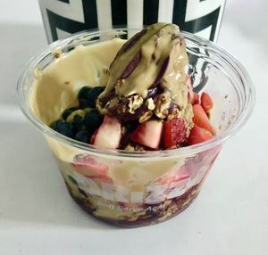 Strawberry, walnut and blueberry with peanut butter and agave  at Drizz Soft Serve Açai in Dubai