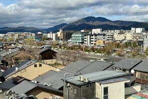 View from the tables by the windows  at Vegan Sushi Kyoto in Kyoto