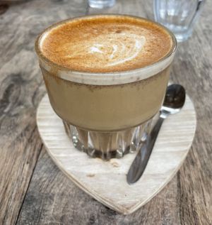 Dirty chai latte with oat milkk  at Bliss the Berry in Willemstad