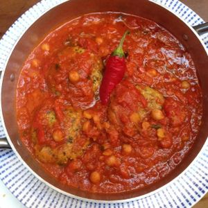 Vegan 'Hareimeh' - stewed tofu patties at Nanuchka in Tel Aviv