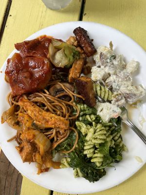 Vegan potato salad and Thai seitan was delicious!   at Resto Vego in Montreal