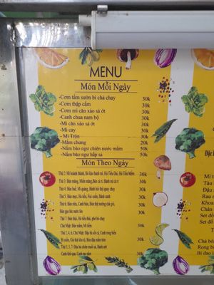 Menu in Vietnamese only at Quán Chay Tâm Đức 2 in Ho Chi Minh City
