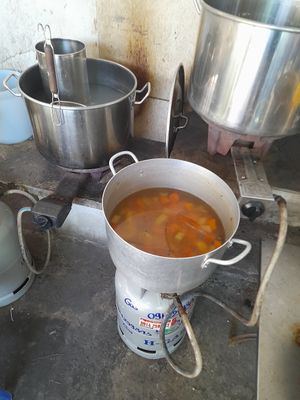 Big pots with the vegan broth at Hủ Tiếu Chay Thiên Duyên in Ho Chi Minh City