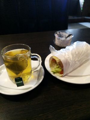 falafel,  tea and what was cake.   at Falafel King in St Petersburg