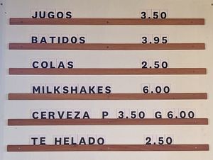 Menu 3 of 5, March 2023 at Galapagos Deli in Puerto Ayora