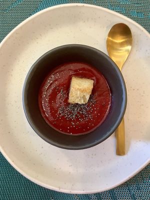 cold beet soup  at MINT Cucina Fresca in Polignano A Mare