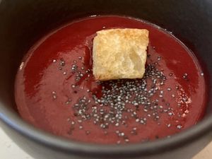 cold beet soup   at MINT Cucina Fresca in Polignano A Mare