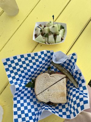 Melon salad and vegan sandwich   at LYNNY'S in Austin