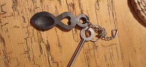 Super cute Welsh spoon for the door key at Gorllan in Eglwyswrw