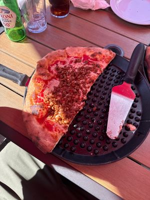 Vegan Sausage pizza, for the picky vegan that likes things simple   at Fratello's Ristorante & Pizzeria in Idyllwild