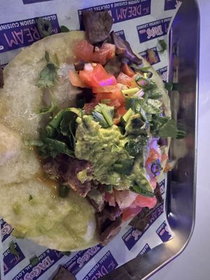 Vegan skirt steak taco, yum!!!  at The Dream Tacos in Lewisville