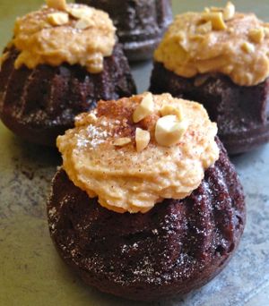 Mini chocolate bundt cakes with peanut butter frosting! at Black Currant in Brooklyn