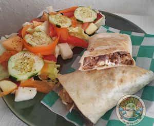 🌯 Burrito goes with salad at Wake Up Vallarta in Puerto Vallarta