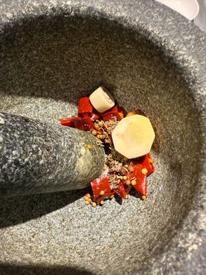 making curry paste at Thai Akha Kitchen Cooking School in Chiang Mai