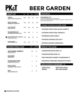 Beer Garden Drinks at Puddlers Kitchen & Tap in Bridgeport