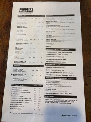 Updated Menu 4/1/25 at Puddlers Kitchen & Tap in Bridgeport