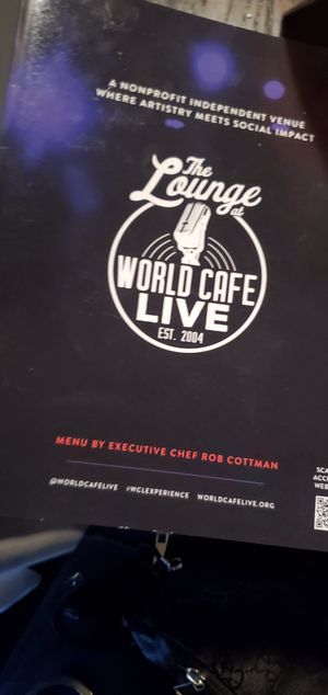Menu at World Cafe Live in Philadelphia