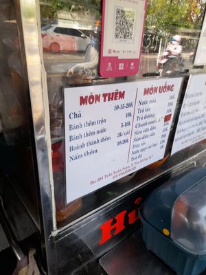 Menu on the stall at Quán chay Thiện Quang in Ho Chi Minh City