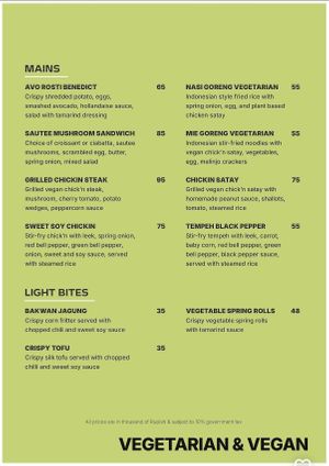 Vegan and vegetarian menu. They’re happy to veganise vegetarian dishes   at NOORD Cafe in Wanagiri