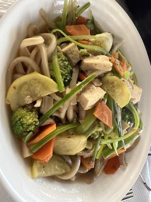 Ramen soup.  Good selection of vegetables.   Lacking complex flavor  at Toutofu in Paris