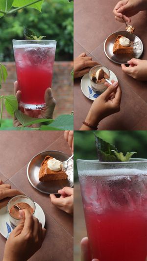 Reẻeeshing perilla tea at Muoi Me Vegetarian & Vegan in Hoi An