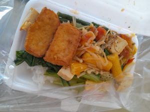 Preparing my take away com chay at Quán chay Phát Tâm in Ho Chi Minh City