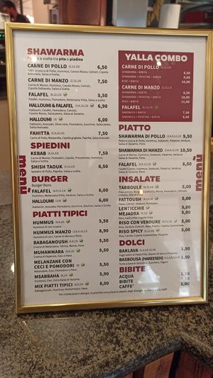 Menù at Yalla Amigo in Verona