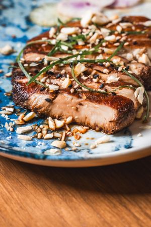 Laughing Tiger made with Lion's Mane mushroom steak  at Maora Restaurant - Batignolles in Paris