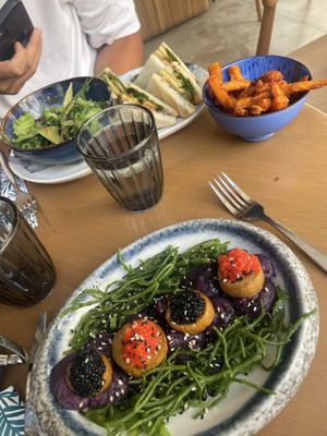 Champi façon saint Jacques et club sandwich   at Maora Restaurant - Batignolles in Paris