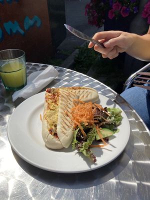 3 bean chilli, nacho panini at Crumbs Kitchen in Swansea