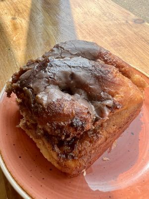 Cinnamon and cardoomon sticky bun   at Roots Cafe Inv in Inverness