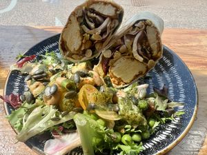 Buffalo tofu wrap   at Roots Cafe Inv in Inverness