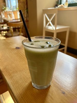 Iced matcha latte   at Roots Cafe Inv in Inverness