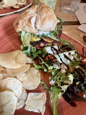 Veganised aubergine bagel   at Roots Cafe Inv in Inverness