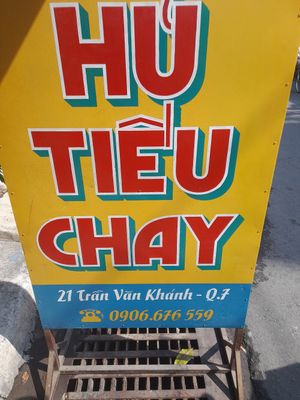 Sign outside. Name. Address. Phone number at Hủ Tiếu Chay in Ho Chi Minh City