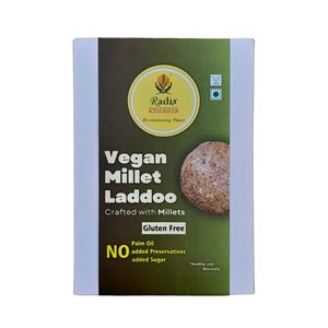 Introducing Radix Nutritive® Millet Laddoos – the perfect gluten free and vegan treat. These laddoos are a delectable blend of nutritious ingredients including millets. at Radix Nutritive in Karnataka